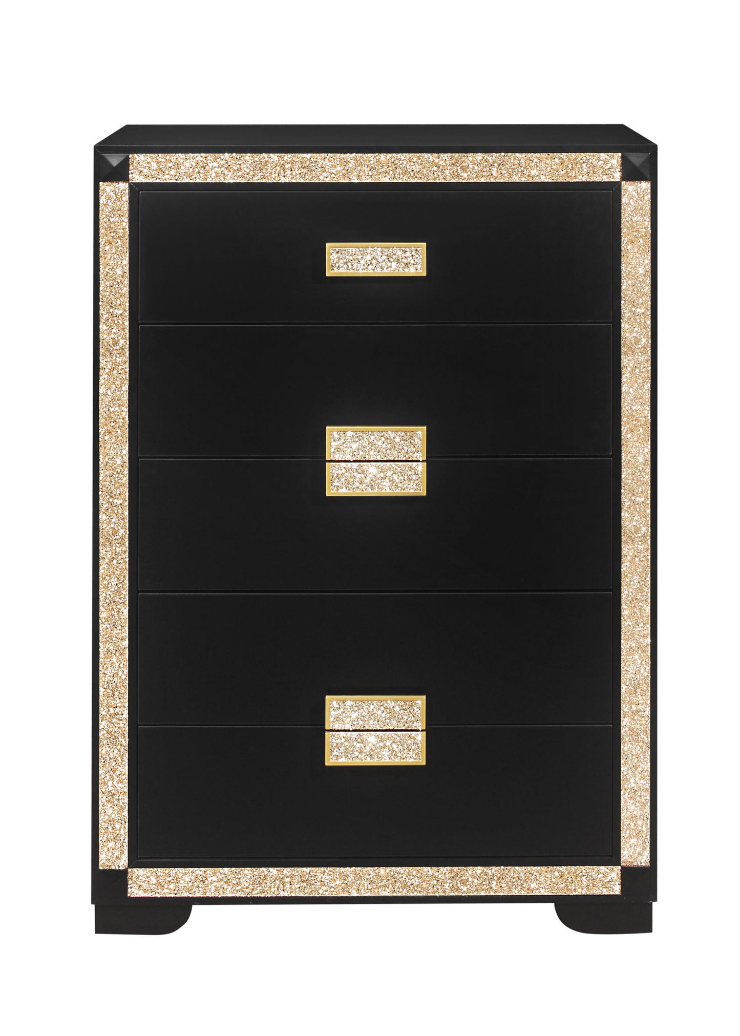 Blake - 4 Piece Full Bedroom Set (Bed With Lamps, Dresser, Mirror, Nightstand) - Black / Gold