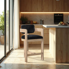 Load image into Gallery viewer, Sacha - Velvet Stool With Natural Base
