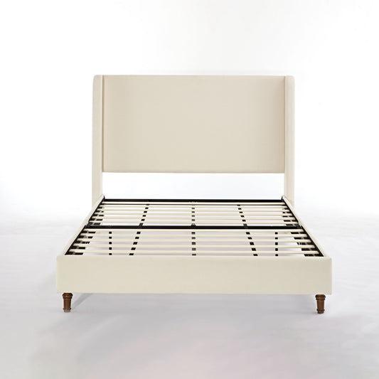 Harper - California King Size Tall Headboard Upholstered Bed - Ivory