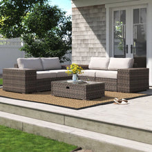 Load image into Gallery viewer, Modern Patio Rattan Sectional Set With Cushions
