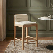 Load image into Gallery viewer, Ellis - Vegan Leather Upholstered Counter Stool (Set of 2) - Natural Base
