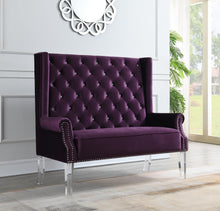 Load image into Gallery viewer, D2095 - High Back Velvet Wing Bench With Acrylic Legs

