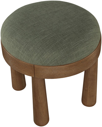 Larea - Linen Textured Fabric Upholstered Ottoman - Walnut Base