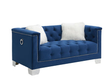 Load image into Gallery viewer, U227 - Loveseat With Two Fur Pillows - Blue
