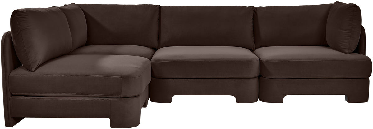 Hammond - Velvet Performance Fabric Upholstered 4 Piece Armless Sectional