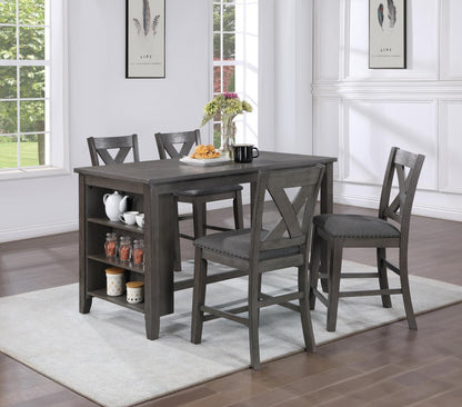 D176 - 5 Piece Dining Room Set (Pub Table, 4 Stools) - Gray