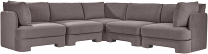 Hammond - Velvet Performance Fabric Upholstered 5 Piece Corner Sectional