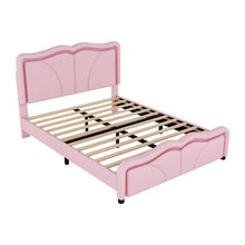 Load image into Gallery viewer, Upholstered Platform Bed &amp; Curve Shaped And Height Adjustable Headboard, LED Light Strips
