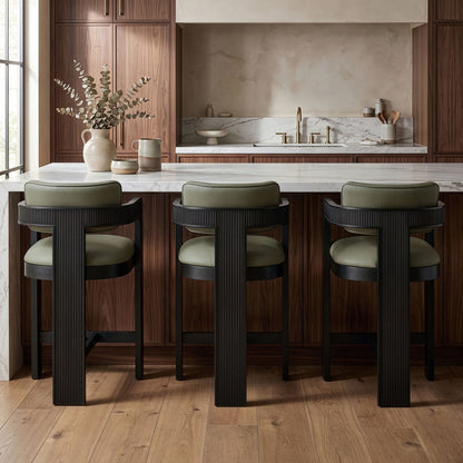 Sacha - Vegan Leather Upholstered Counter Stool With Black Base