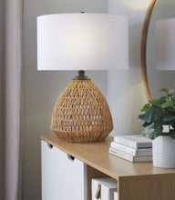 Load image into Gallery viewer, Congo - Contemporary Rattan Table Lamp - Natural / Matte Black / White
