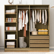 Load image into Gallery viewer, Doorless Storage Wardrobe For Dedroom With Shelves And 3 Drawers
