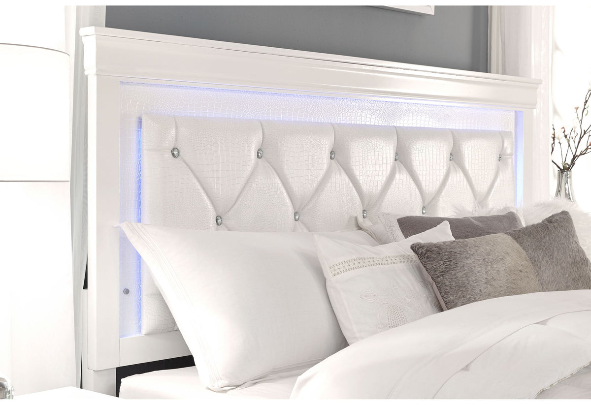 Pompei - 5 Piece Queen Bedroom Set (Bed, Dresser, Mirror, 2 Nightstands) - White