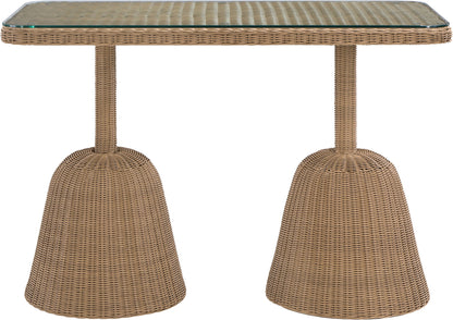 Seacrest - Tempered Glass Top And Wicker Outdoor Patio Bar Height Table