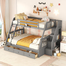 Load image into Gallery viewer, Bunk Bed With Drawers, Ladder And Storage Staircase
