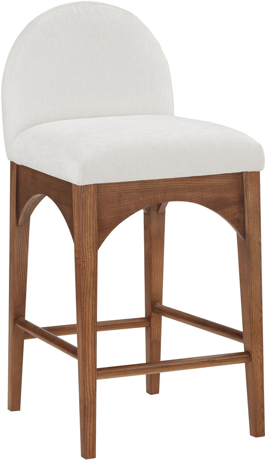 Waldorf - Chenille Stool With Brown Legs