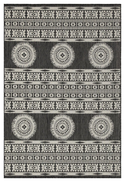 Sunshine - 5'3" X 7'3" Indoor, Outdoor Area Rug Polypropylene - Anthracite / Dark Gray / White