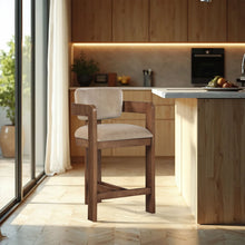 Load image into Gallery viewer, Sacha - Velvet Stool With Brown Base
