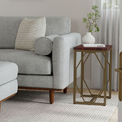 Selma - Metal And Wood Accent Table - Cognac