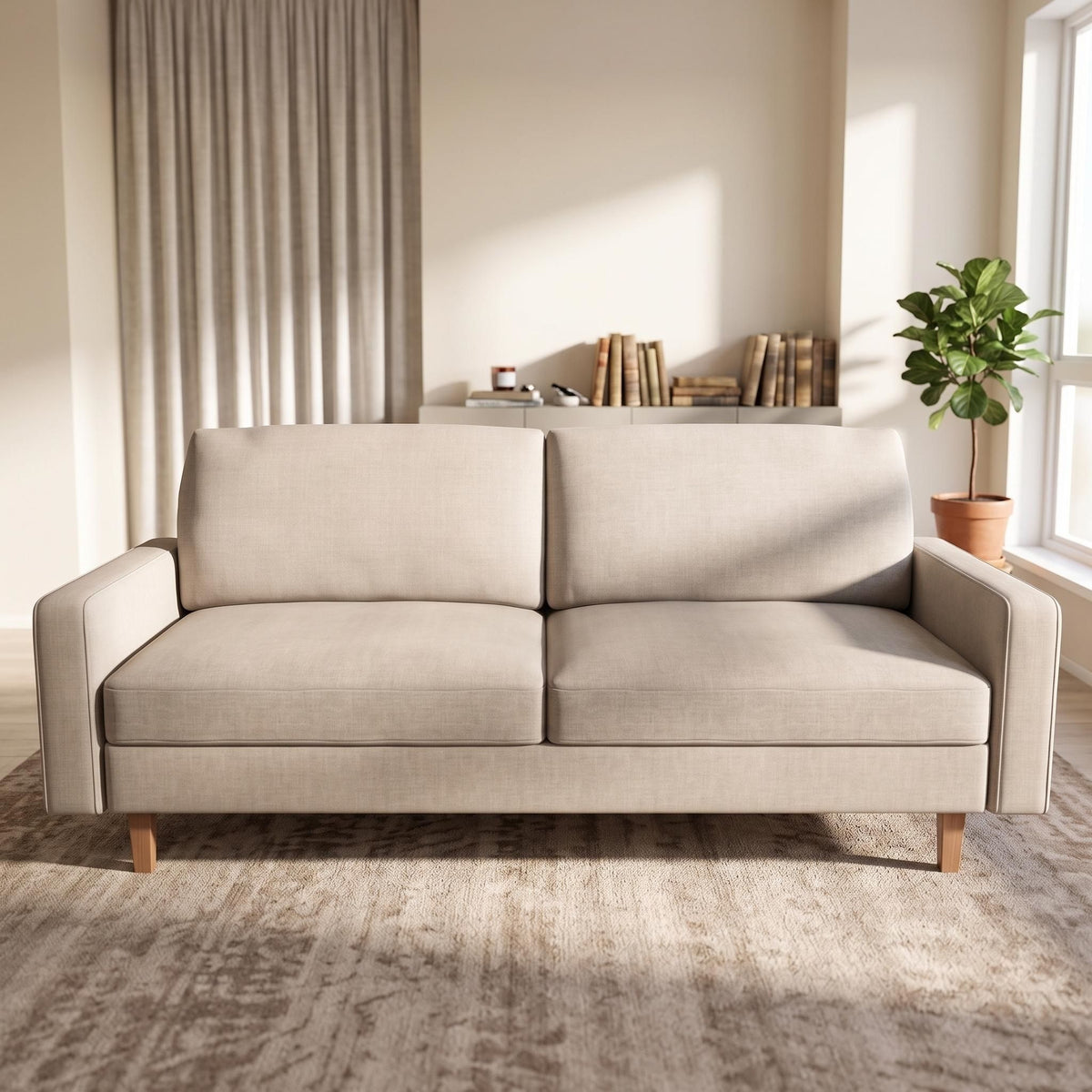 Couch, 3 Seat Sofa With Removable Cushion - Beige - Ego Home Furniture