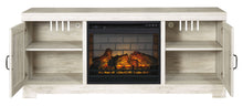 Load image into Gallery viewer, Bellaby - 63" TV Stand With Faux Firebrick Fireplace Insert - Whitewash
