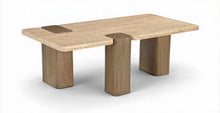 Load image into Gallery viewer, Ravenna - Genuine Fabric Travertine And Oak Wood Table
