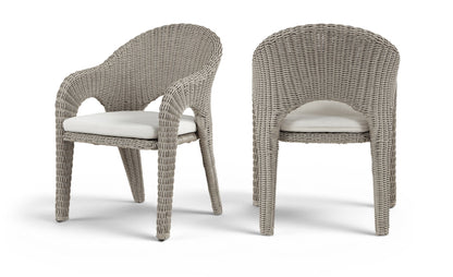 Seacrest - Olefin Water Resistant Fabric And Wicker Outdoor Patio Dining Chair