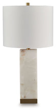 Load image into Gallery viewer, Linderfield - Alabaster Table Lamp - White / Gold Finish
