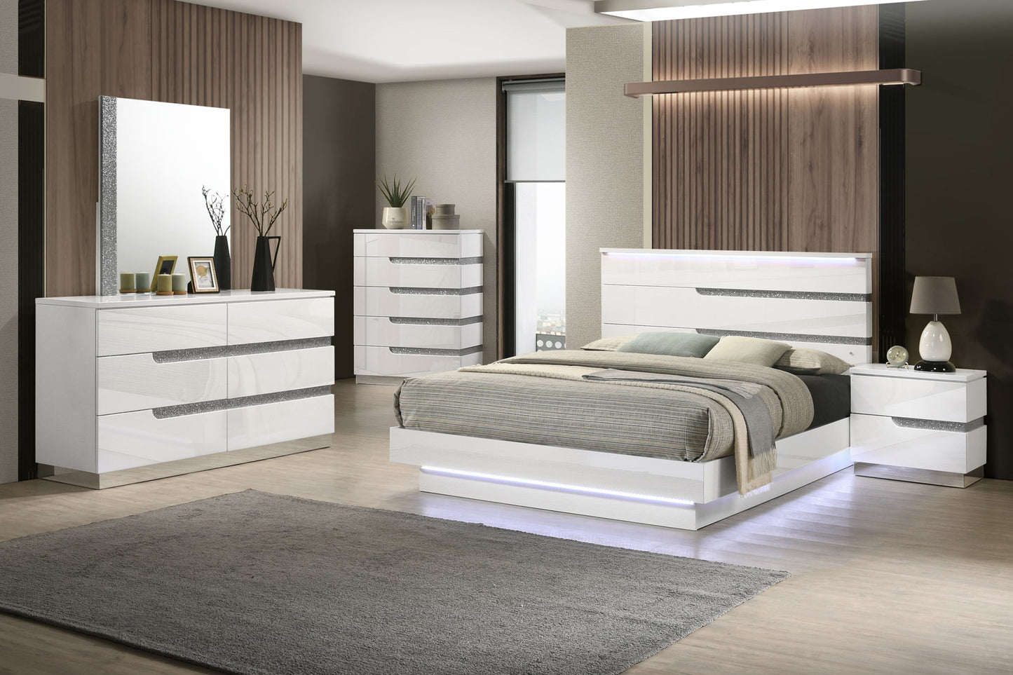Paradox - 4/6 Full Platform Bed Rails & Slats - White