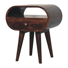 Load image into Gallery viewer, Circular Bedside Table With Open Slot - Walnut
