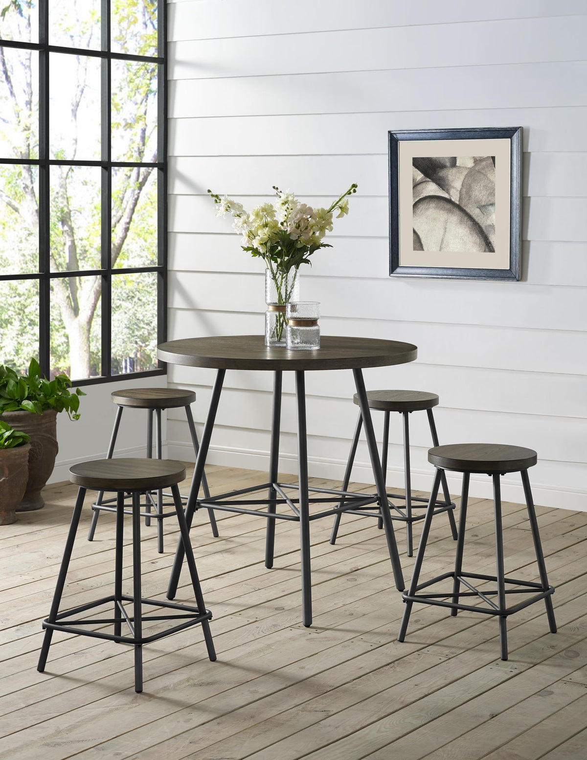 Branson - 5 Piece Counter Dining Set - Aged Barrel