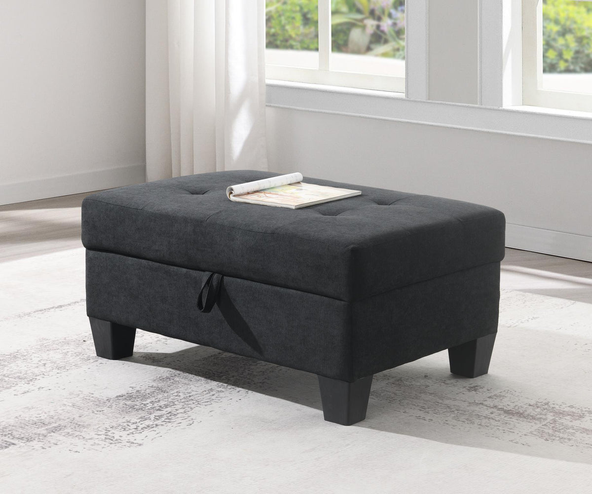 U349 - Fabric Ottoman - Black