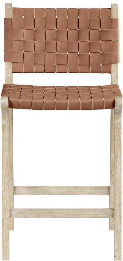 Entwine - Vegan Leather Upholstered Counter Stool - Painted Natural
