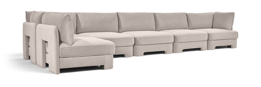 Hammond - Velvet Performance Fabric Upholstered 6 Piece L-Shaped Armless Sectional - Ego Home Furniture