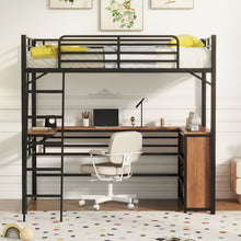 Load image into Gallery viewer, Loft Bed &amp; 3 Layers Of Shelves And L-Shaped Desk
