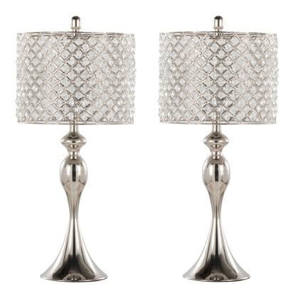Ashland - Contemporary Table Lamp Square Clear Crystal (Set of 2) - Nickel