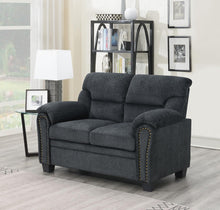 Load image into Gallery viewer, U453 - Chenille Loveseat With Nailhead - Charcoal Chenille

