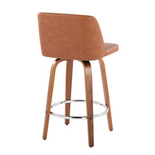 Load image into Gallery viewer, Toriano - Contemporary Fixed Height Counter Stool With Swivel &amp; Round Footrest (Set of 2) - Walnut / Camel
