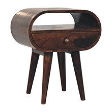 Load image into Gallery viewer, Circular Bedside Table With Open Slot - Walnut
