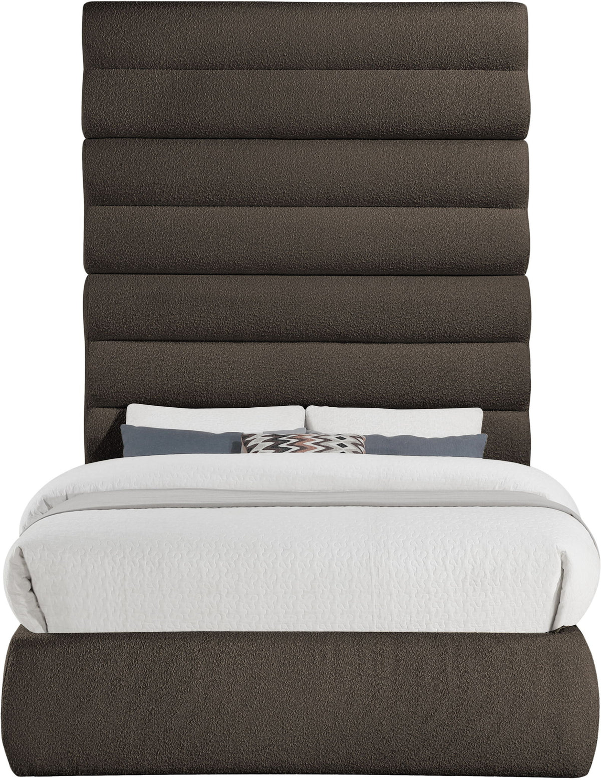 Adam - Boucle Fabric Bed With 89" Headboard