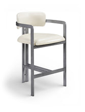 Load image into Gallery viewer, Aurum - Vegan Leather Upholstered Counter Stool With Gray Base
