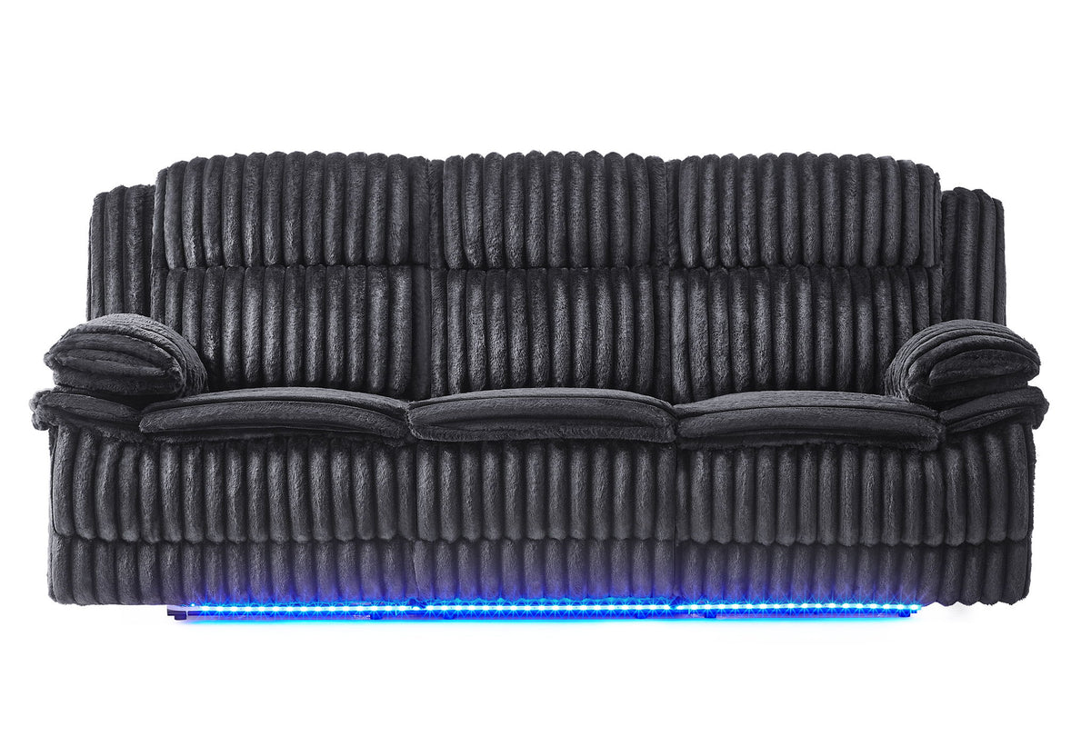 U8686 - Power Reclining Sofa With LED / Hidden Drawer And Drop Down Table - Black