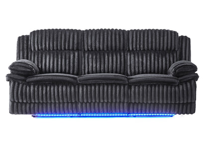 U8686 - Power Reclining Sofa With LED & Power Console Reclining Loveseat With LED & Power Recliner - Black