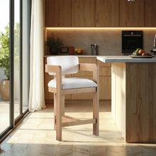 Load image into Gallery viewer, Sacha - Linen Stool With Natural Base
