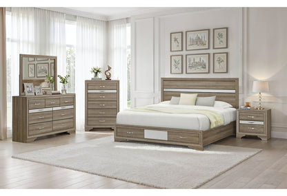 Seville - 5 Piece Queen Bedroom Set (Bed, Dresser & Mirror, Nightstand, Chest) - Natural