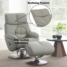 Load image into Gallery viewer, Kandoro - Top Grain Leather Accent Chair With Swivel &amp; Ottoman - Gray
