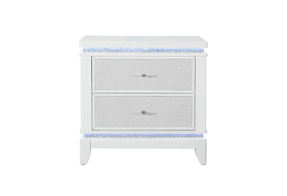 Alina - Nightstand With Cooler, LED, Speaker And USB - White