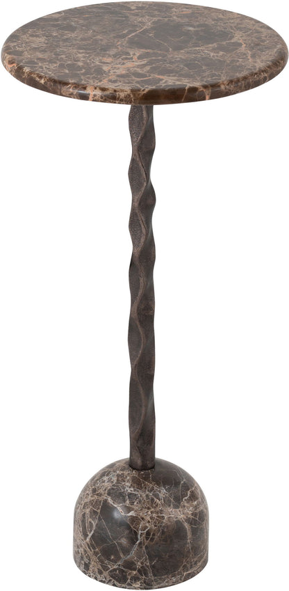 Helix - Genuine Marble Top And Aluminum Base End / Side Table - Brown / Bronze