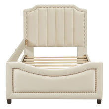 Load image into Gallery viewer, Upholstered Daybed With Classic Stripe Shaped Headboard
