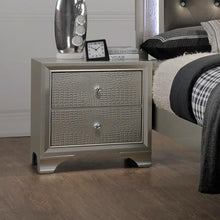Load image into Gallery viewer, Crown Mark Lyssa 2 Drawer Nightstand in Embossed Crocodile Pattern image
