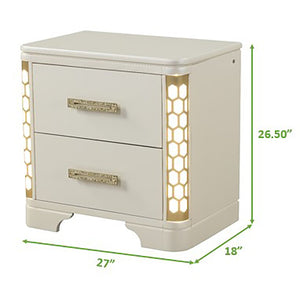 Galaxy Home Jasmine Nightstand in Beige - Ego Home Furniture